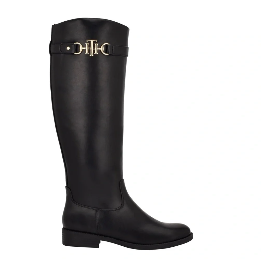 Tommy Hilfiger Inezy Riding Boots, Black Size 8.5 in Original Box Retail $149.50